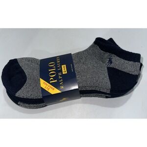NWT  4 PAIRS PACK POLO RALPH LAUREN- MENS NO SHOW SOCKS Sz. 10-13- (001)‎